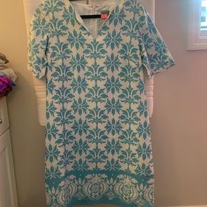 Ann Taylor size 8 pool blue/white print dress